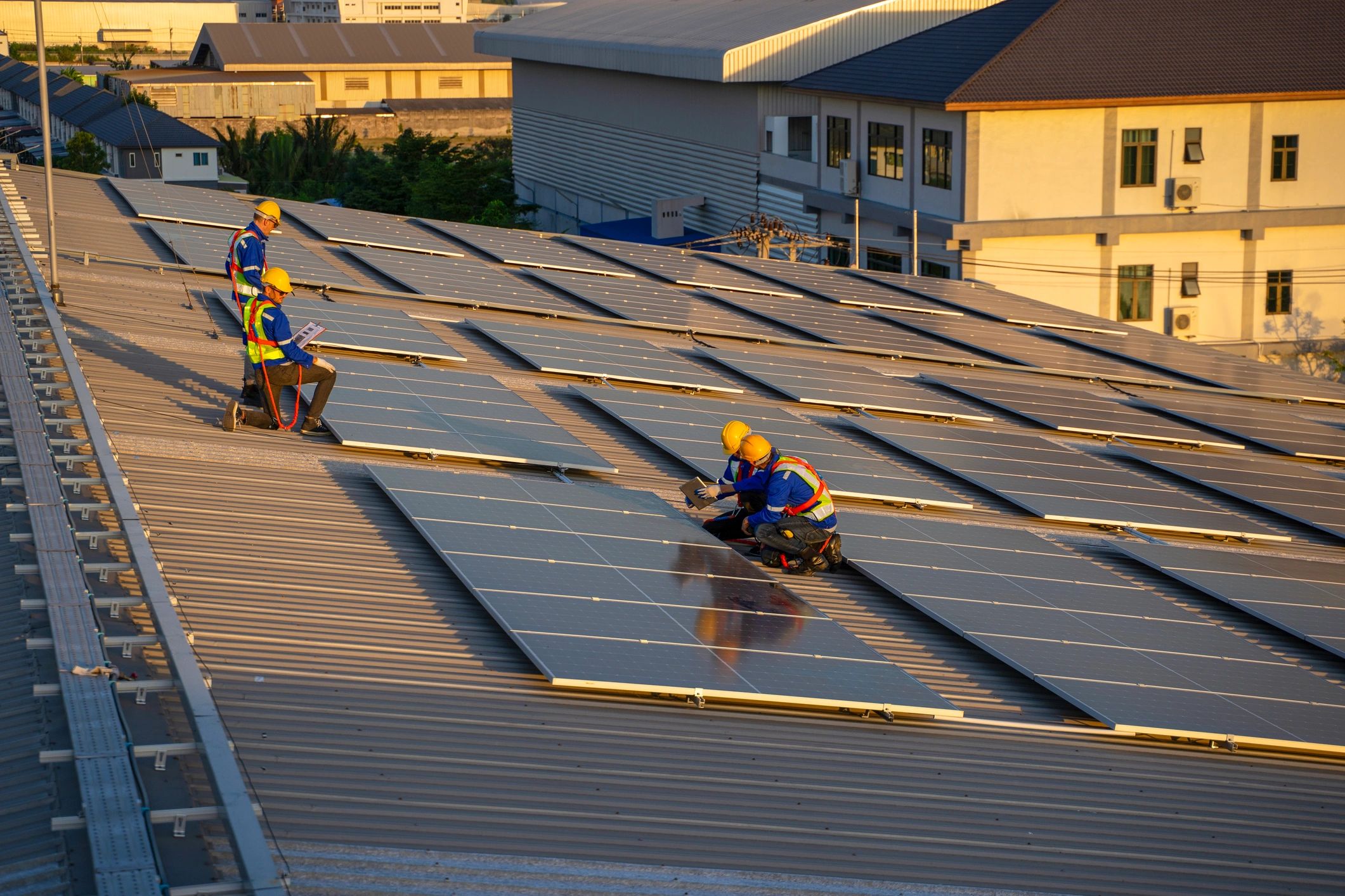 solar installation workers roof professional