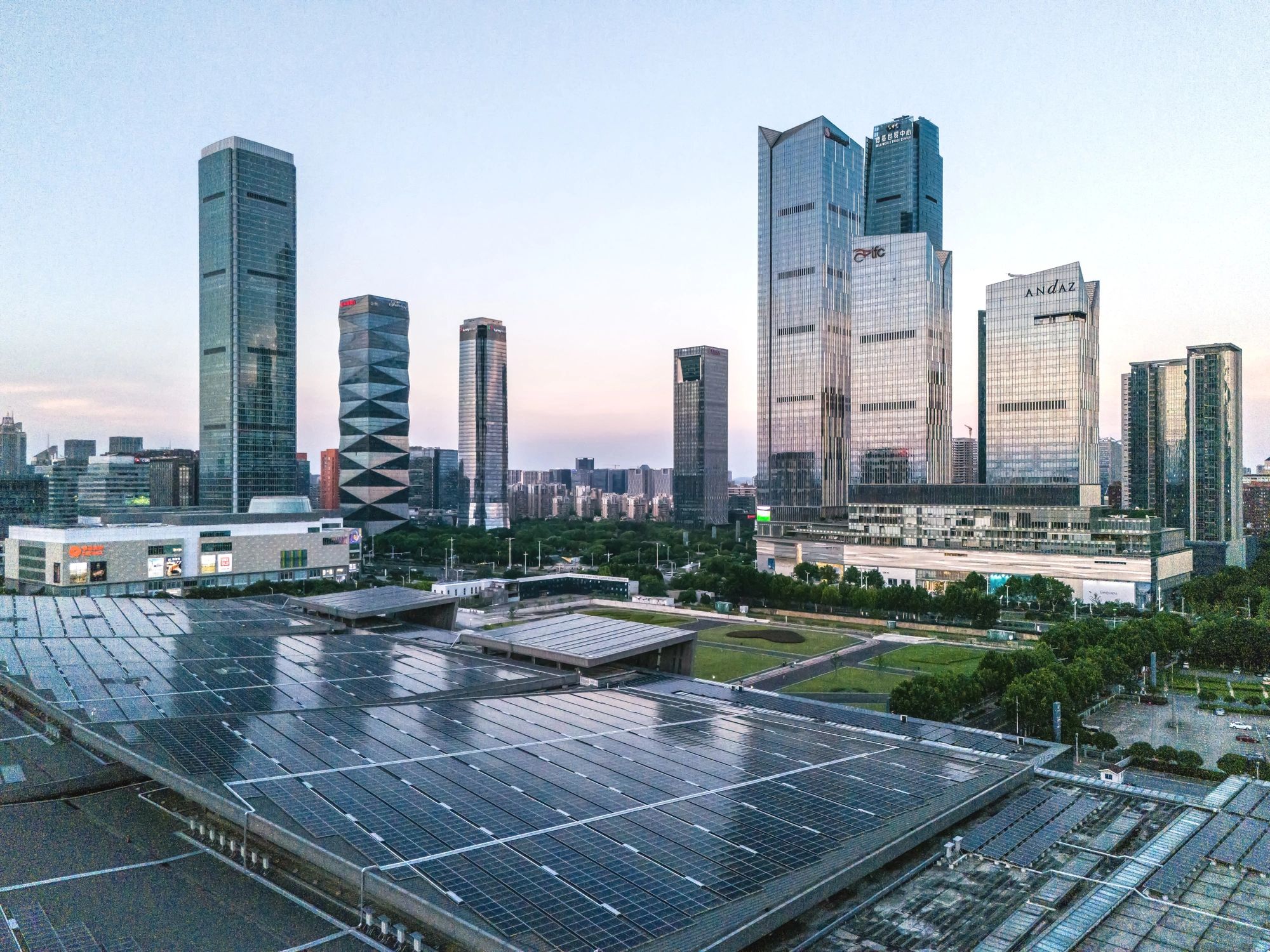 modern solar panels on roof